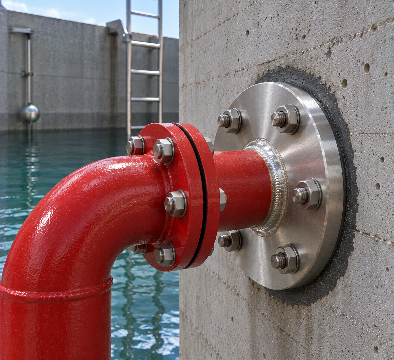 Puddle flange for fire water tank pipe penetration